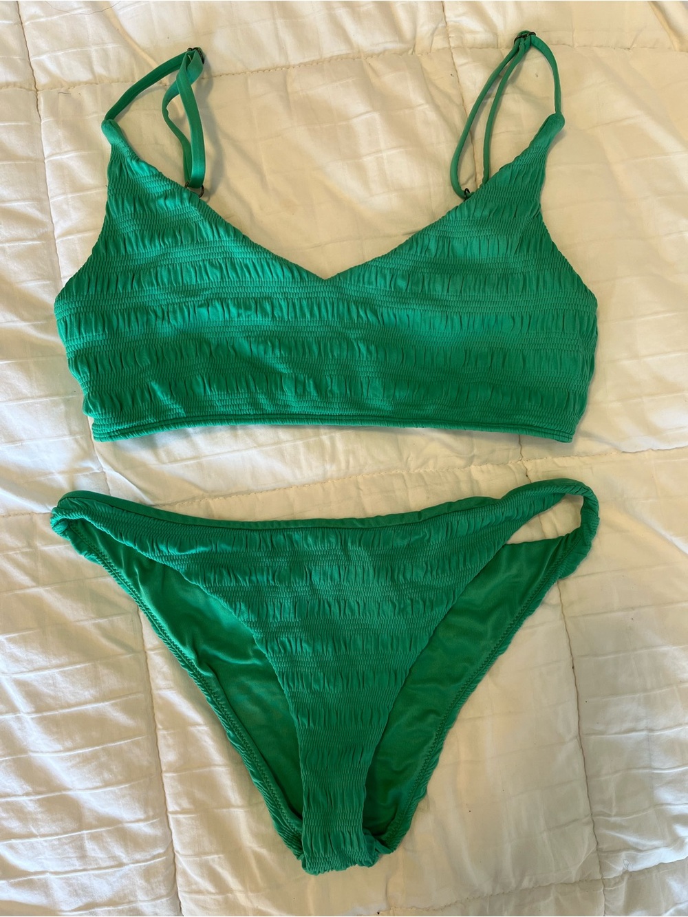 O'Neill Green Textured Two-Piece Bikini Set